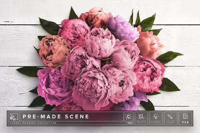 花卉样机场景 Floral Peonies Mockup Scene #011