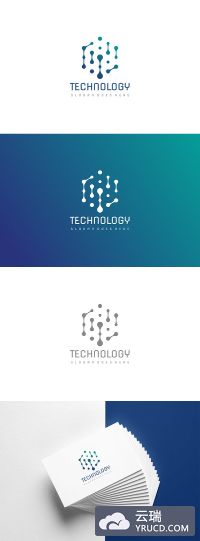 高科技质感的DNA基因技术标志logo