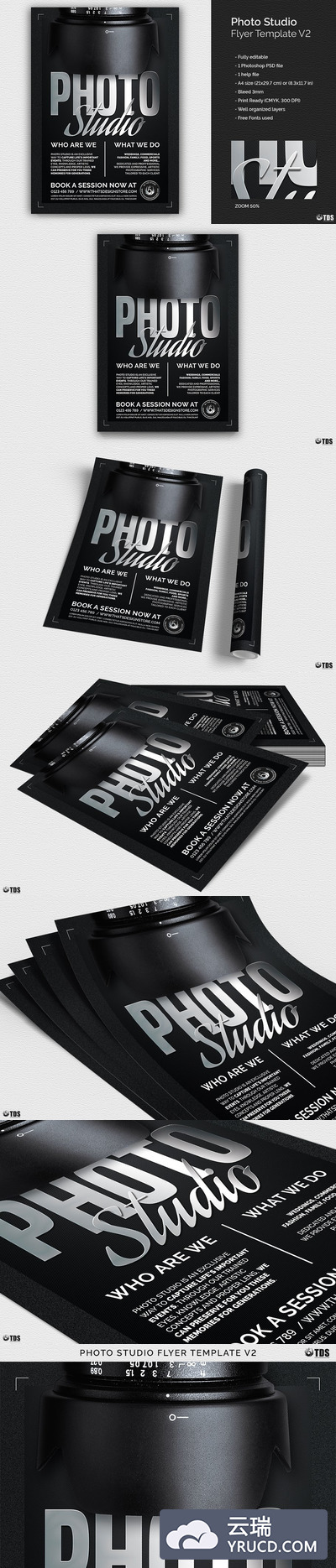 照片工作室海报模版PSD Photo Studio Flyer PSD V2