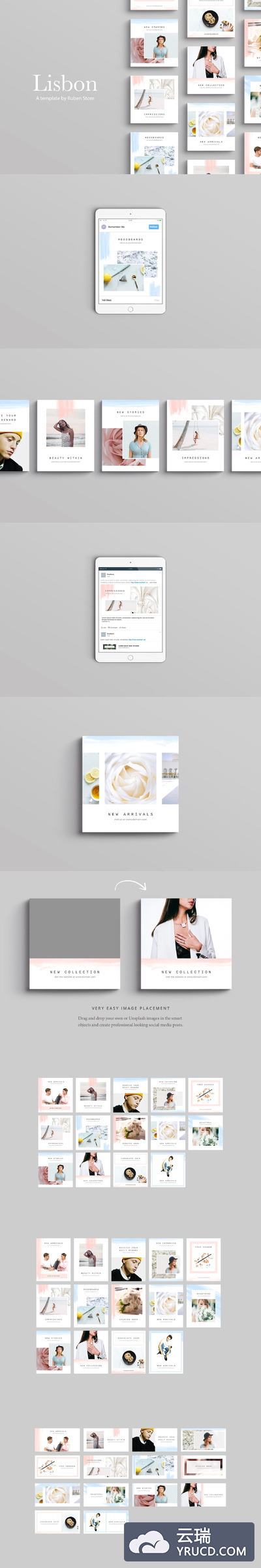 淡雅社交广告banner模版 Lisbon Social Media Pack