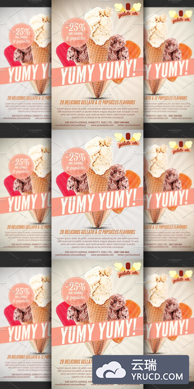 冰淇淋店宣传海报模版 Ice Cream Shop Offer Flyer Template