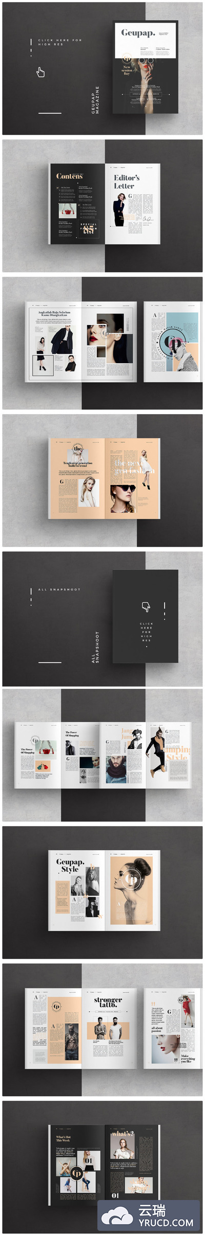 时尚高端的杂志画册模板 Magazine
