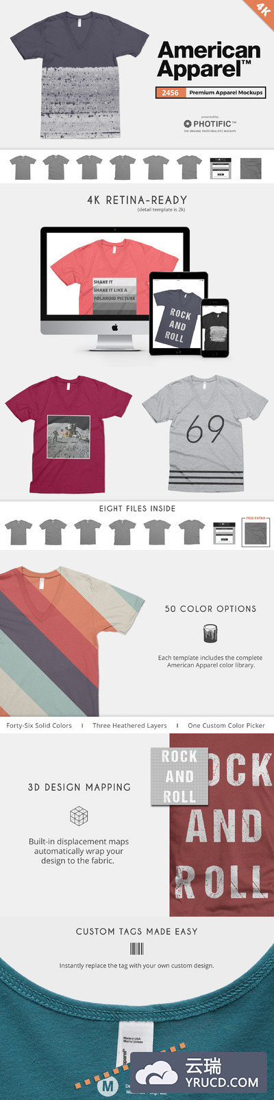 美式T恤样机包 American Apparel 2456 V-Neck Mockups