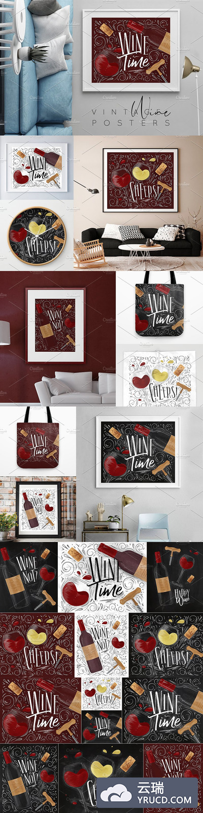 经典的红酒海报模版 Vintage Wine Posters