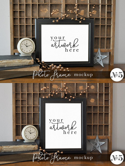 经典的画框样机 Vintage Frame Mockup #5