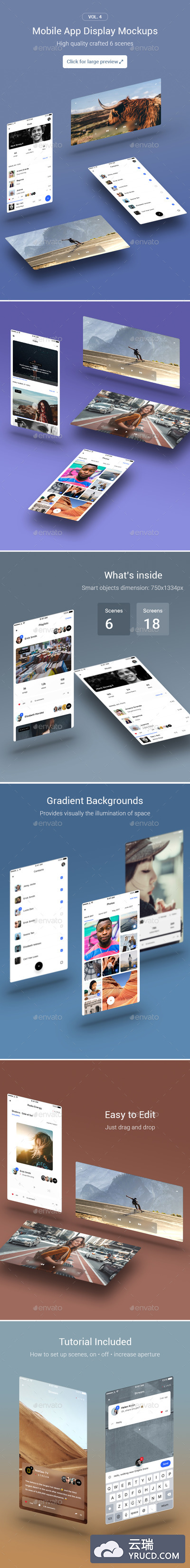 手机端APP展示模型下载 Mobile App Display Mockups Vol.4 [psd]
