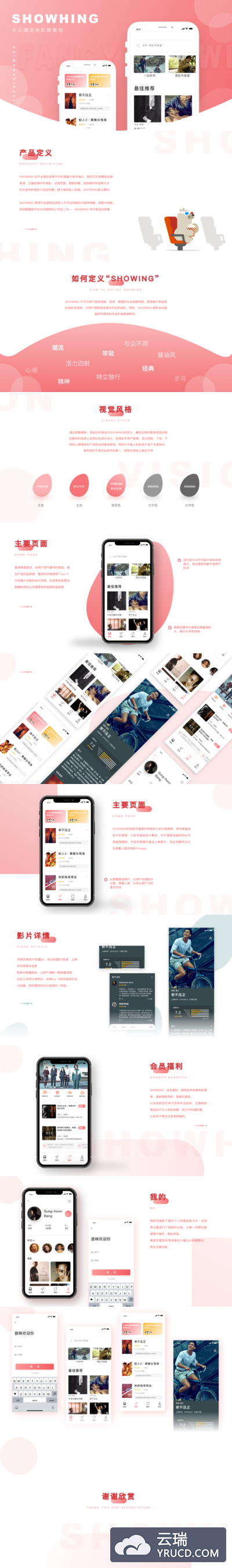 Sketch电影简约流行移动端APP用户界面设计（含APP页面+包装展示模版）