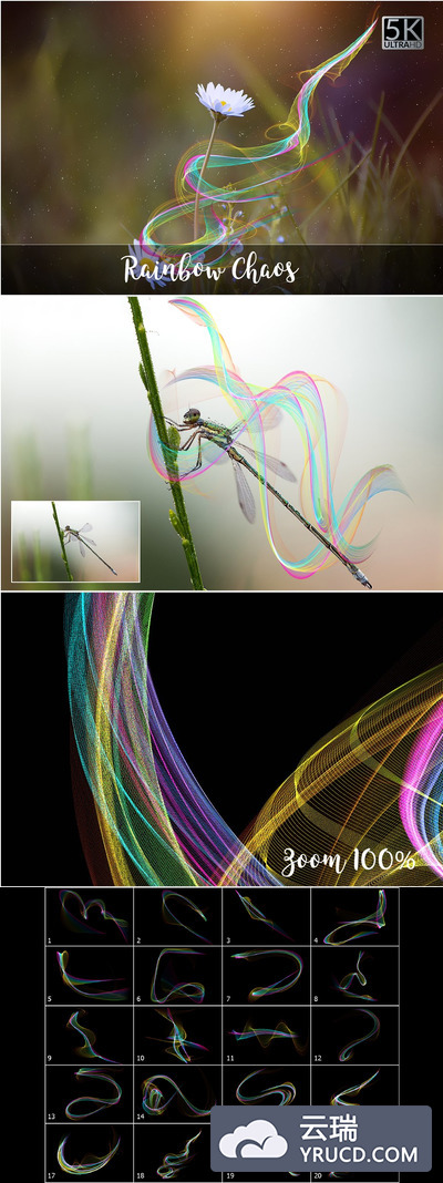 5K级彩虹朦胧魔法特效素材 5K Rainbow Chaos Overlays