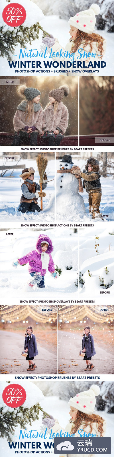 雪花PS动作素材 Snow Photoshop Actions Brush Overlay