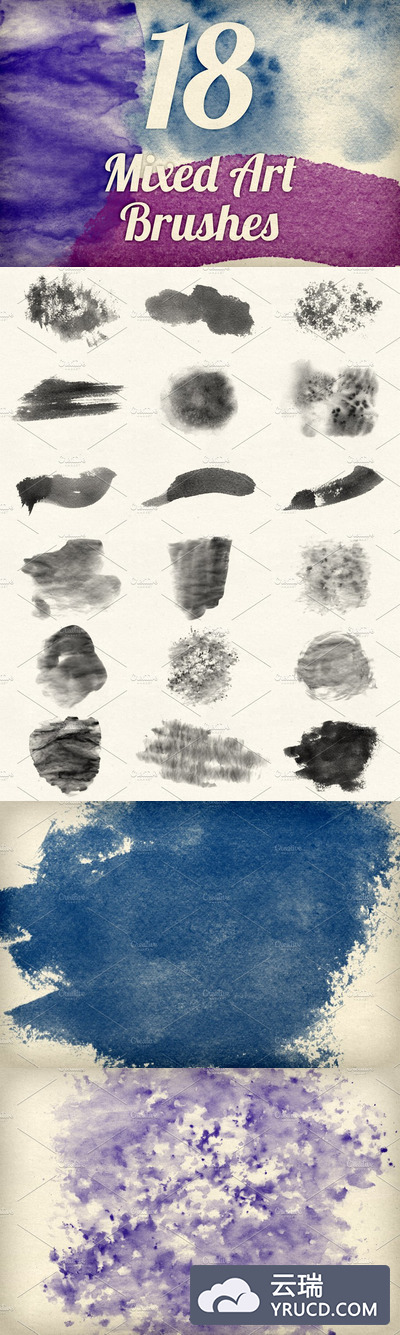 混合效果的艺术笔刷 Mixed Art Brush Pack 1