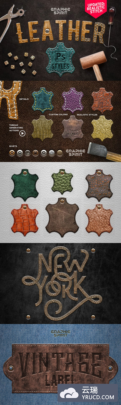 皮革效果的PS图层样式 Leather Layer Styles For Photoshop