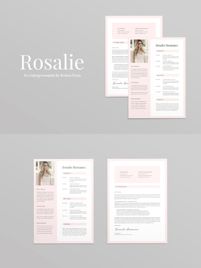 粉色简历模板 Rosalie Resume Template
