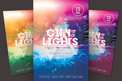 城市之光创意海报模版 City of Lights Flyer Template