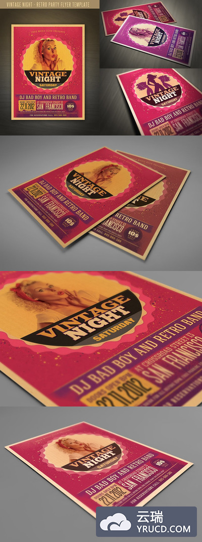 纯粹的活动海报模版 Retro Style Party Flyer