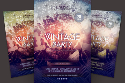 经典的聚会海报模版 Vintage Party Flyer Template