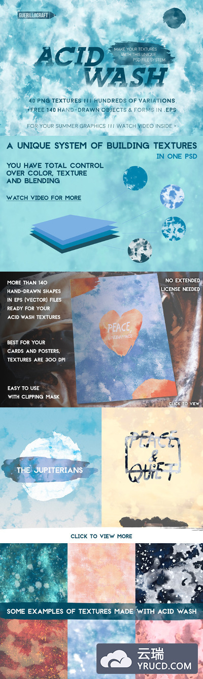 朦胧酸洗效果的背景纹理素材 Acid Wash