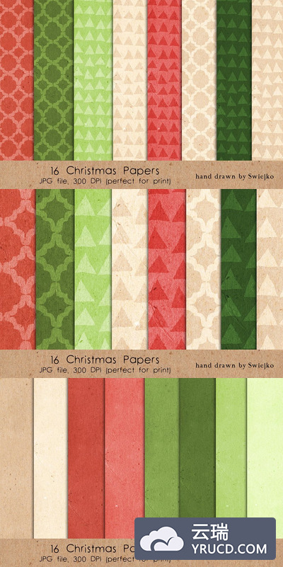 圣诞背景纹理素材 Christmas Patterns - Paper