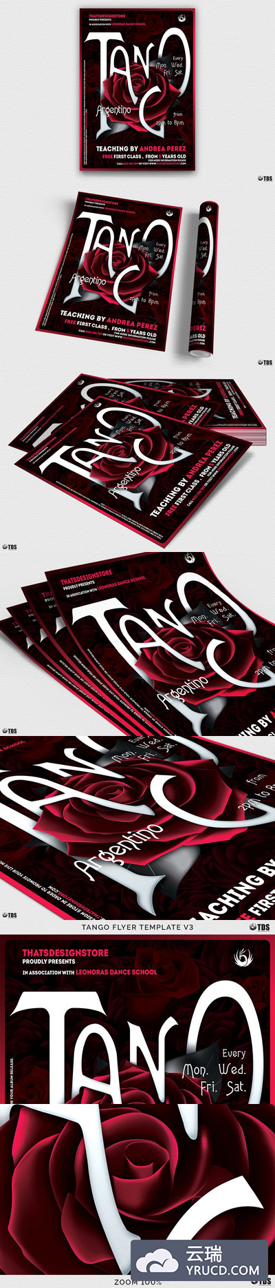 高端的玫瑰海报 Tango Flyer PSD V3