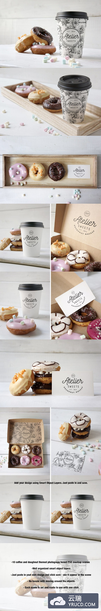 样机 | 咖啡甜甜圈PSD场景逼真模型实时摄影