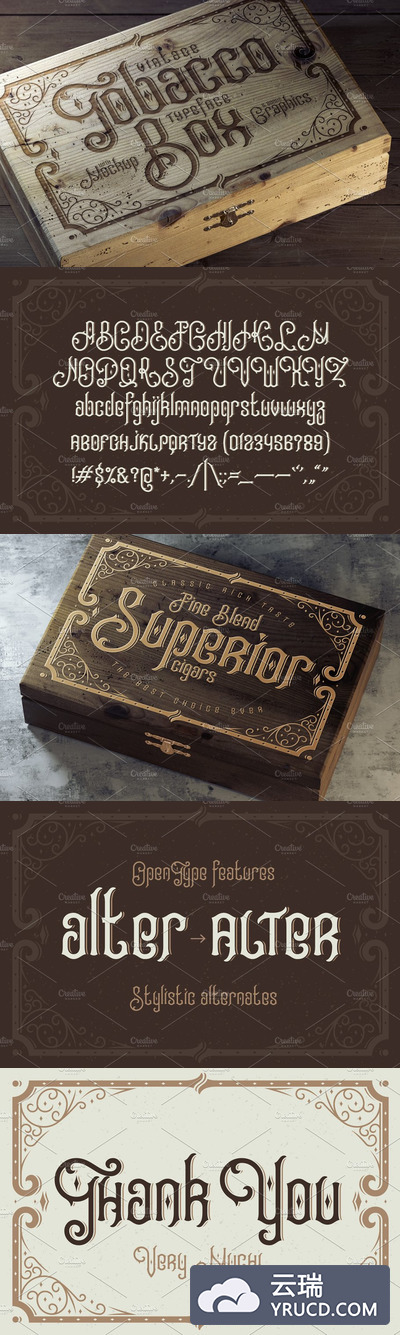 烟草盒字体和设计资源素材包 Tobacco Box Typeface & Design stuff