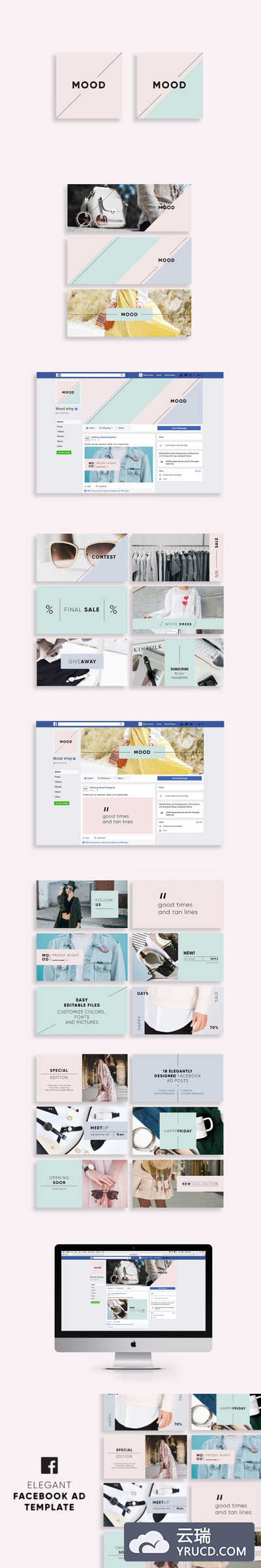 UI Kits | 优雅的Facebook广告封面照片模板