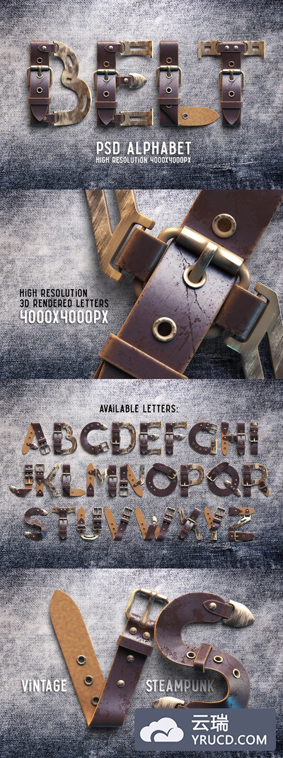 皮带特效PSD英文字体 PSD Font "Belt"