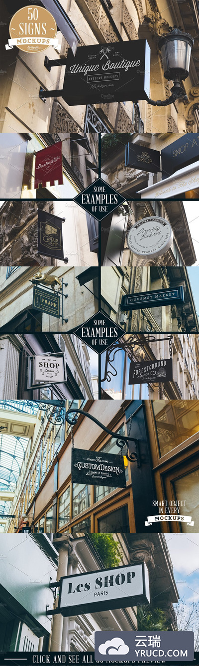 50个店招设计样机 50 Signs mockups