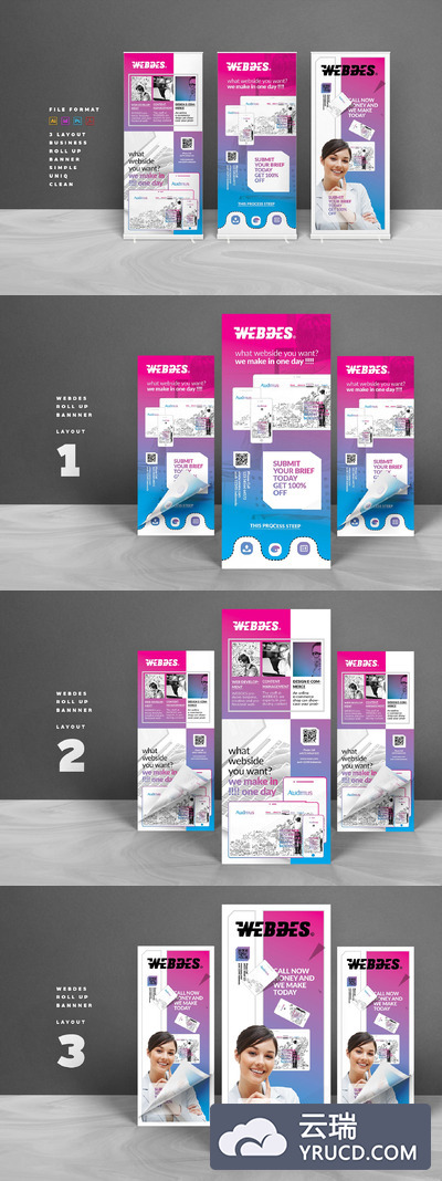 服务介绍易拉宝设计模版 Roll up Banner