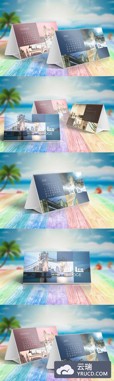 桌面台历日历设计展示样机 Table Calendar Mockups v.2