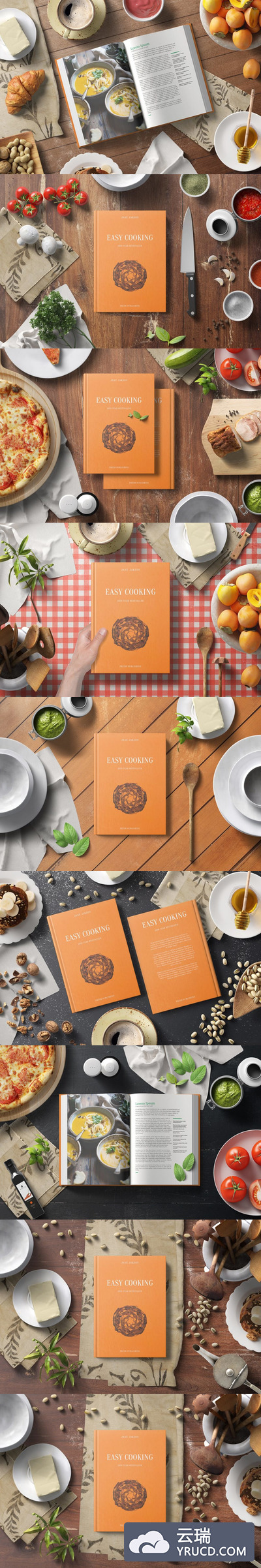 样机 | 逼真高分辨率8层PSD文件厨房厨师菜谱