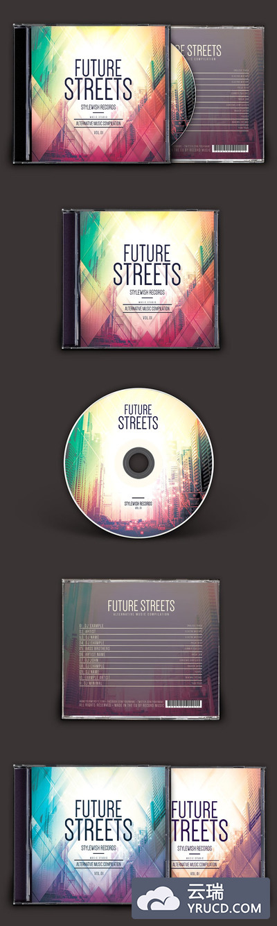 未来街道CD封面艺术品设计模版 Future Streets CD Cover Artwork