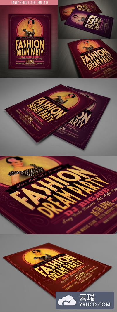 纯真幻想的海报模版 Fancy Retro Flyer Template