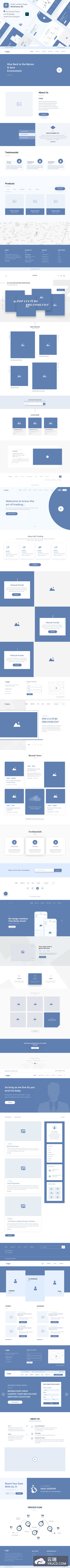 高品质的时尚高端简约的多用途登陆页面线框UI KITS