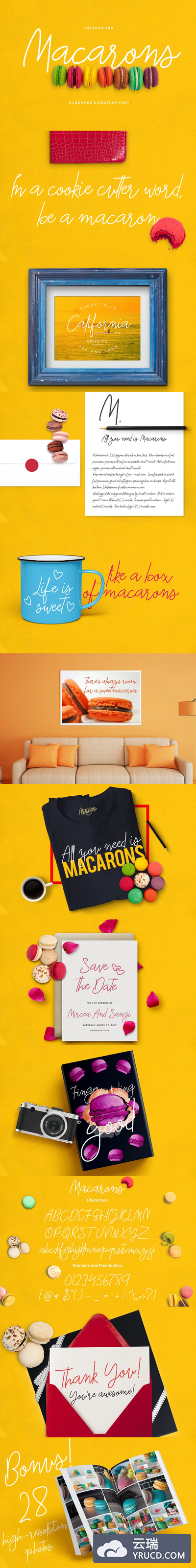 马卡龙签名字体 Macarons Font and Extras