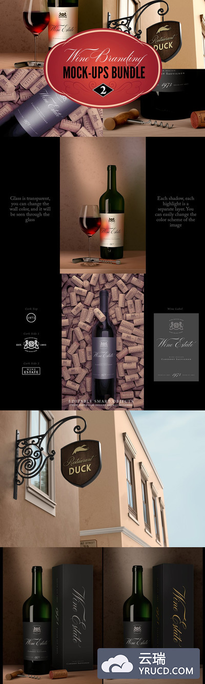 红酒餐馆样机 Wine / Restaurant Mock-Ups Set