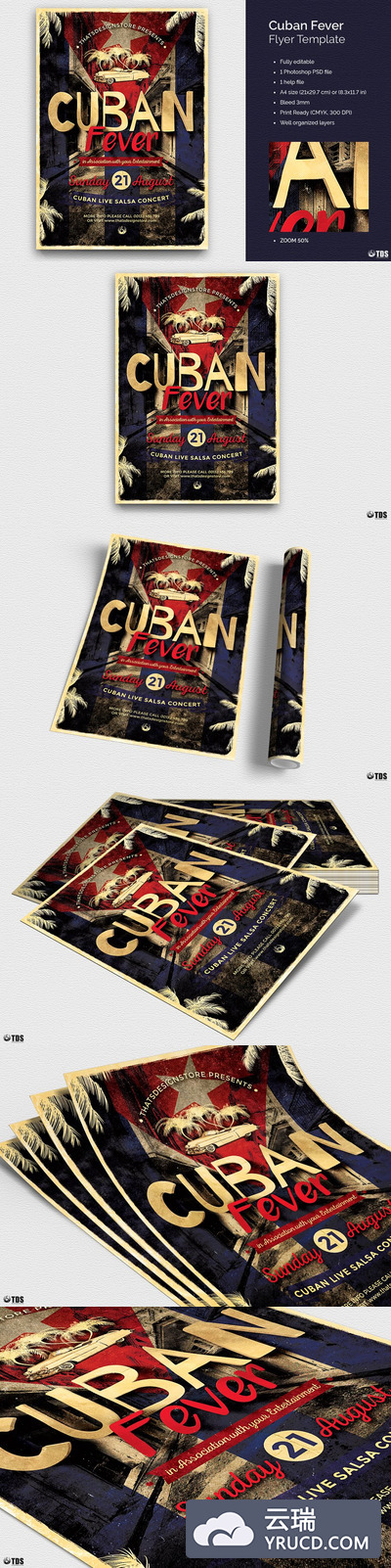 古巴发烧友活动海报模版 Cuban Fever Flyer PSD