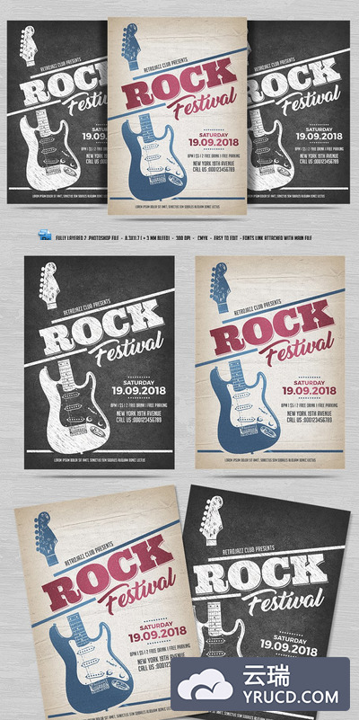 摇滚音乐海报模版 Rock Festival Flyer