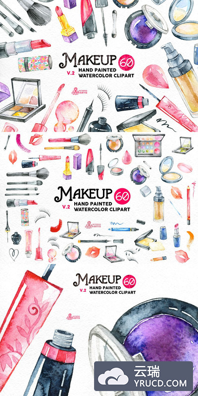 水彩化妆品素材包 Watercolor Makeup v.2