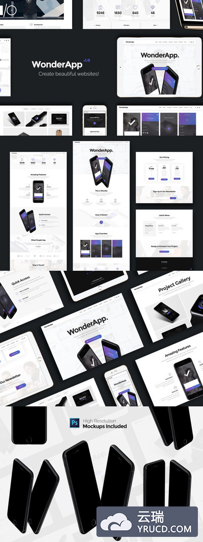 网站模板 | 时尚专业简洁创新现代设计响应式多用途着陆页