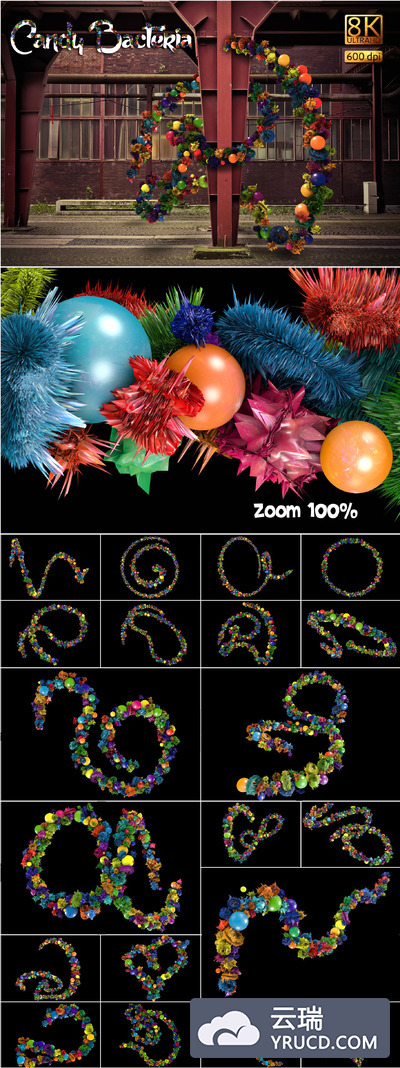 8K级的抽象糖果特效图形素材 8K Candy Bacteria