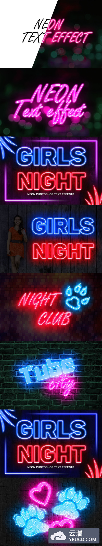 创建霓虹灯效果的文字和图形PS动作下载 Neon Photoshop Action [atn,psd]