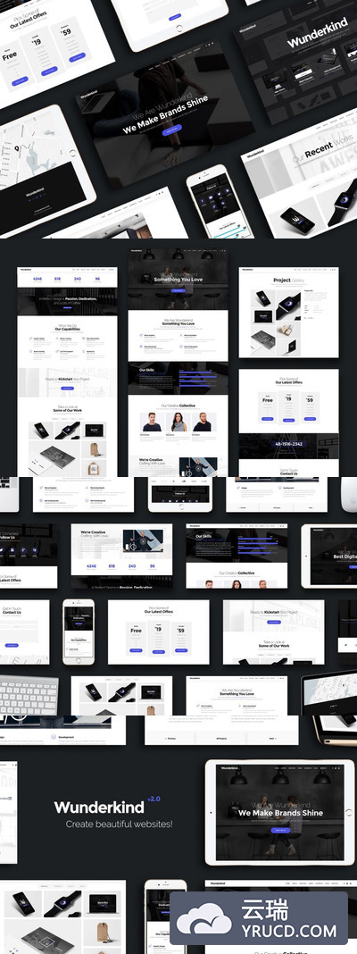 网站模板 | 完全响应独特设计单页视差HTML5模板