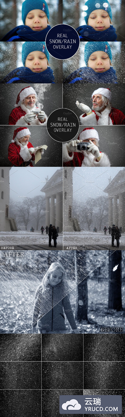 真实下雪下雨素材 Real Snow-Rain overlays collection