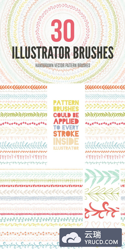 30个手绘矢量图案笔刷下载 30 Handdrawn Vector Pattern Brushes