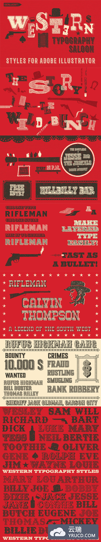 经典的字体图层样式 Western Typography Saloon