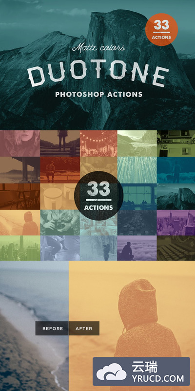 双色调Photoshop动作 Duotone Photoshop Actions - Matte