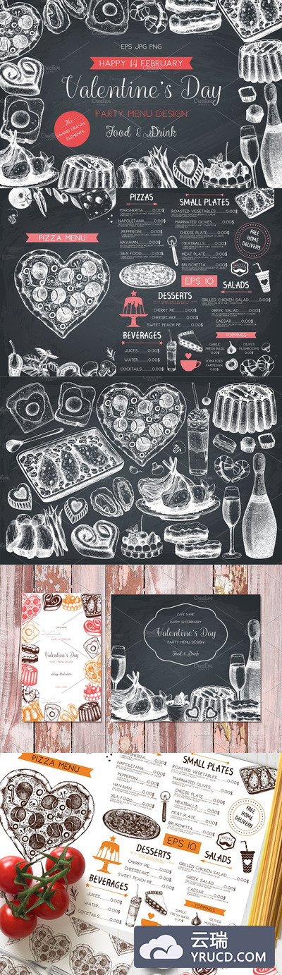 矢量情人节素材 Vector Menu for Valentine's Day