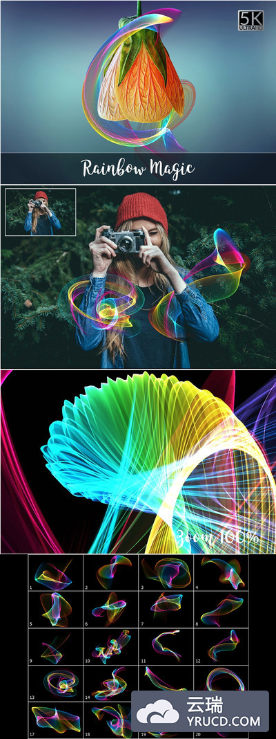 5K魔幻彩虹素材 5K Rainbow Magic Overlays