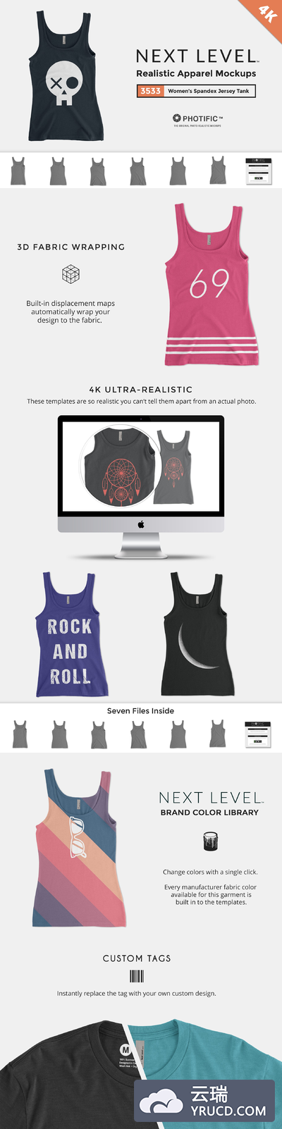 背心T恤样机 Next Level 3533 Spandex Jersey Tank