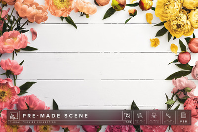花卉样机素材 Floral Peonies Mockup Scene #003